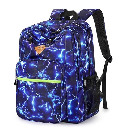 ZORFIN 26L Backpack for College, and Travel: Water Resistant Bookbag - Blue Lightning