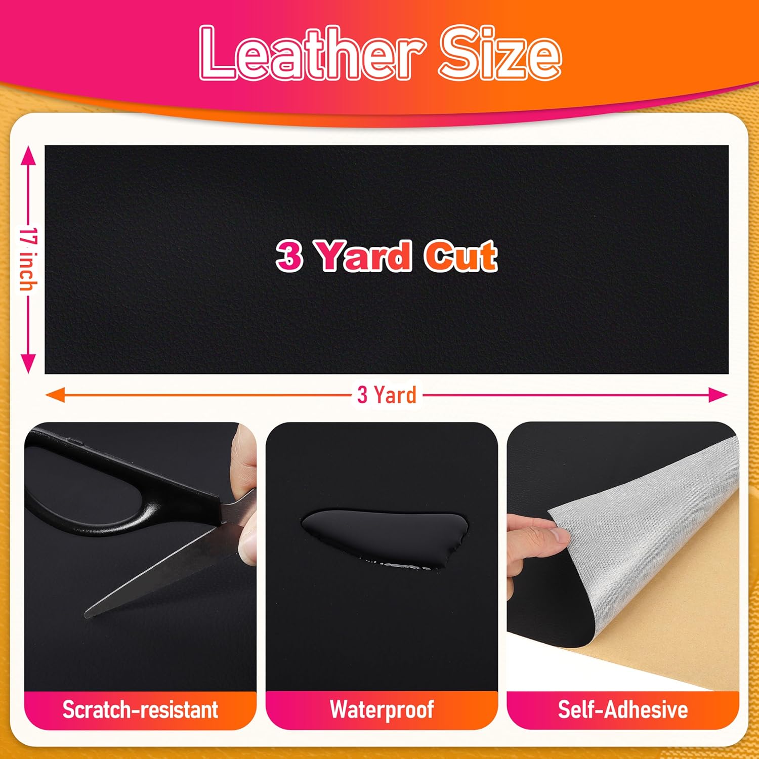 Meneng Self-Adhesive Leather Repair Patch: 54"x108" Extra Large Vinyl Fix for Sectional Sofas, Couches, Beds & Tables | Furniture, Marine, DIY Restoration Kit