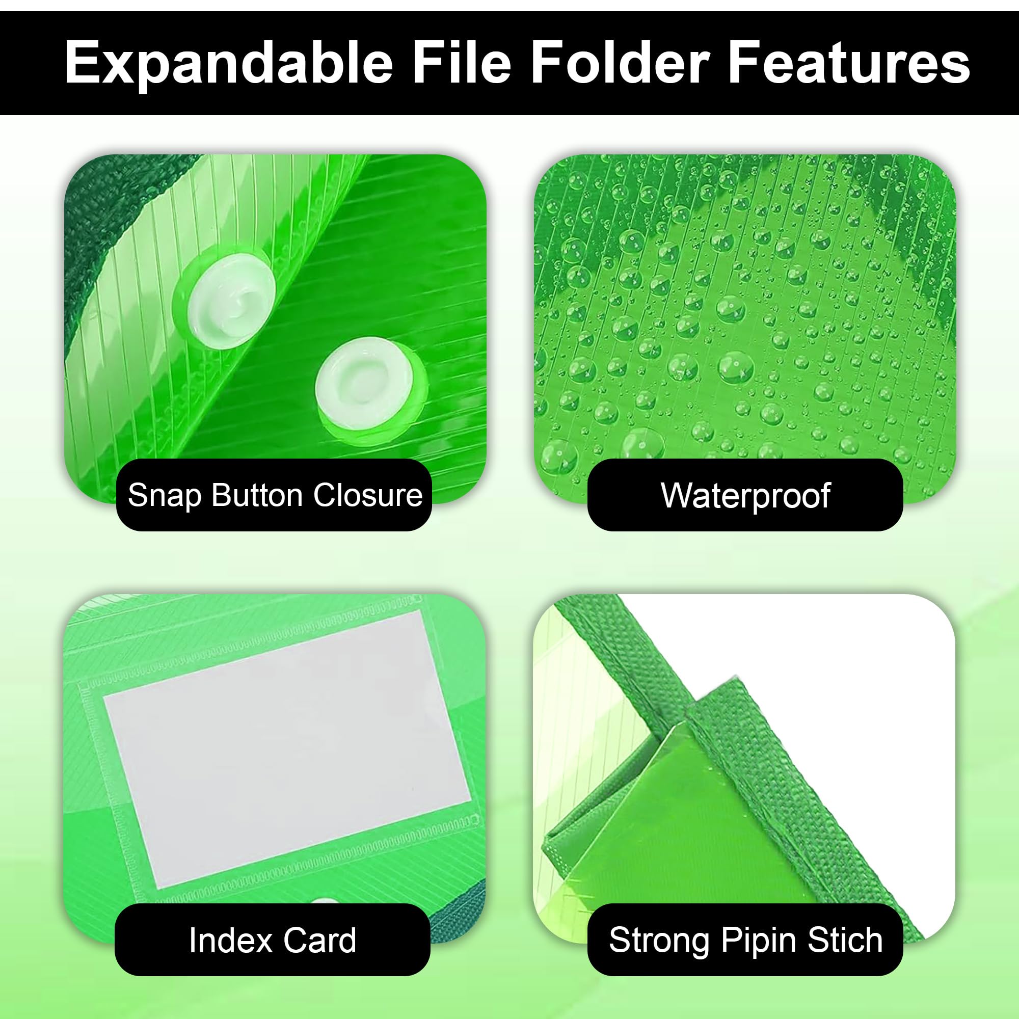 GLUN® Transparent Multi-Colour File Folder Set with Button Lock for A4 Size Documents (Pack of 5) — Amazon image 4