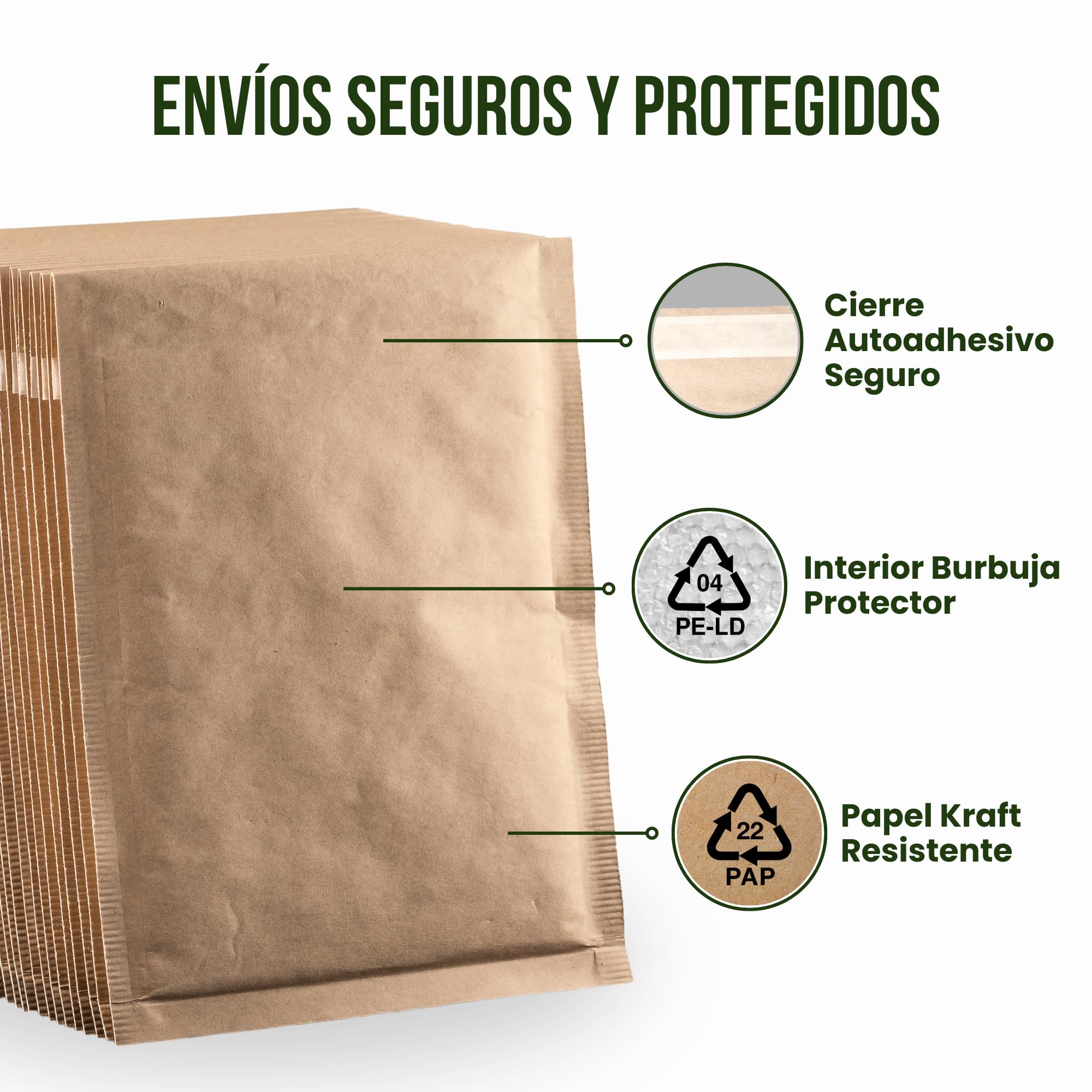 Pack de 20 Sobres Acolchados 250 x 350 mm de Papel Kraft con Burbuja Interior Antigolpes y Antimanipulación para Envíos y Paquetería Resistente y Autoadhesivo Fabricado en Europa | HRoja
