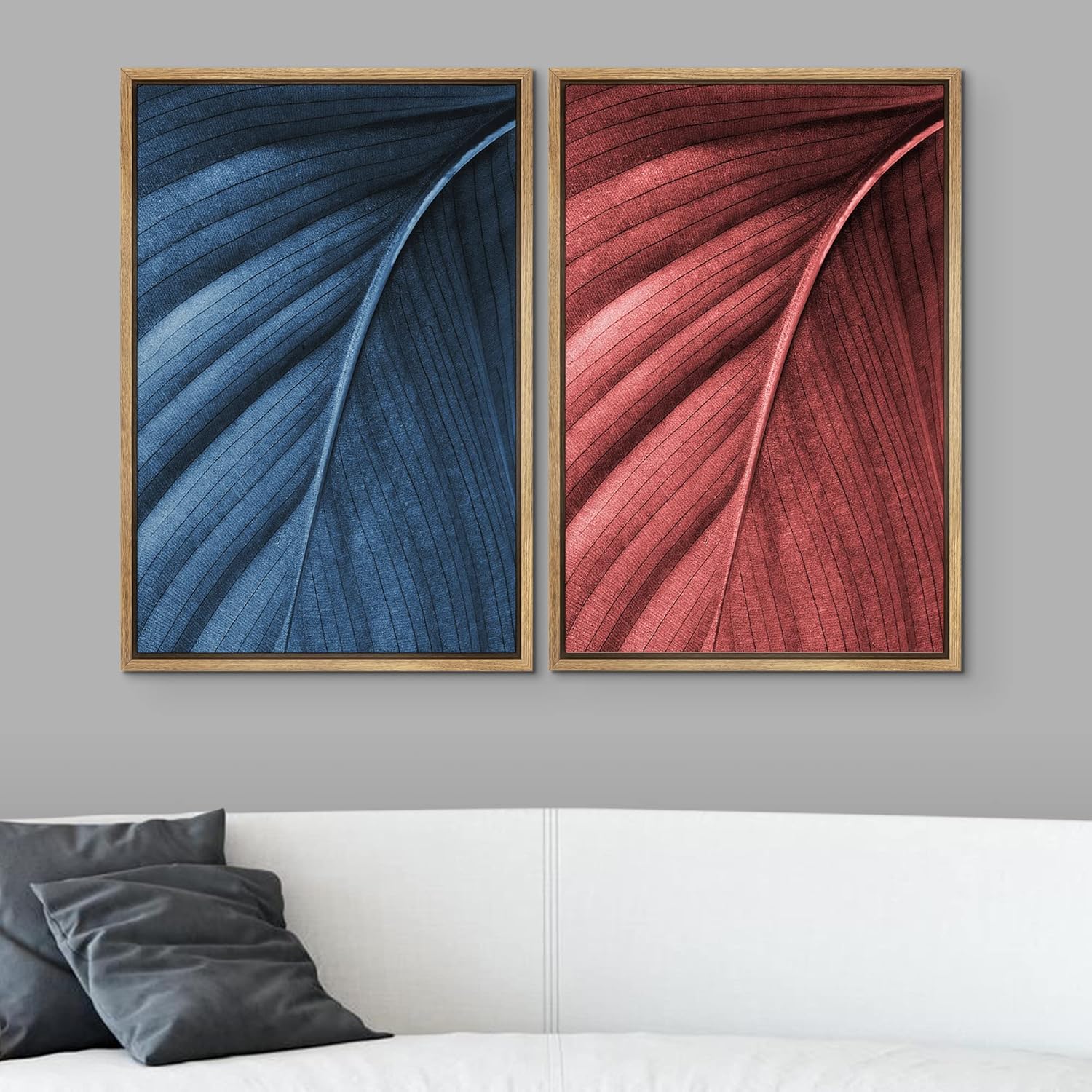 SIGNWIN Framed Wall Art Print Set Grunge Industrial Grayscale Color Field & Graffiti Abstract Shapes Illustrations Modern Art Bohemian Dramatic for Living Room, Bedroom, Office - 24"x36"x2 White