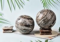 Vista 103 de AMOYSTONE Bola de aventurina azul Natural Cuarzo Cuarzo Cristal Esfera Piedra Bola con Base de Madera