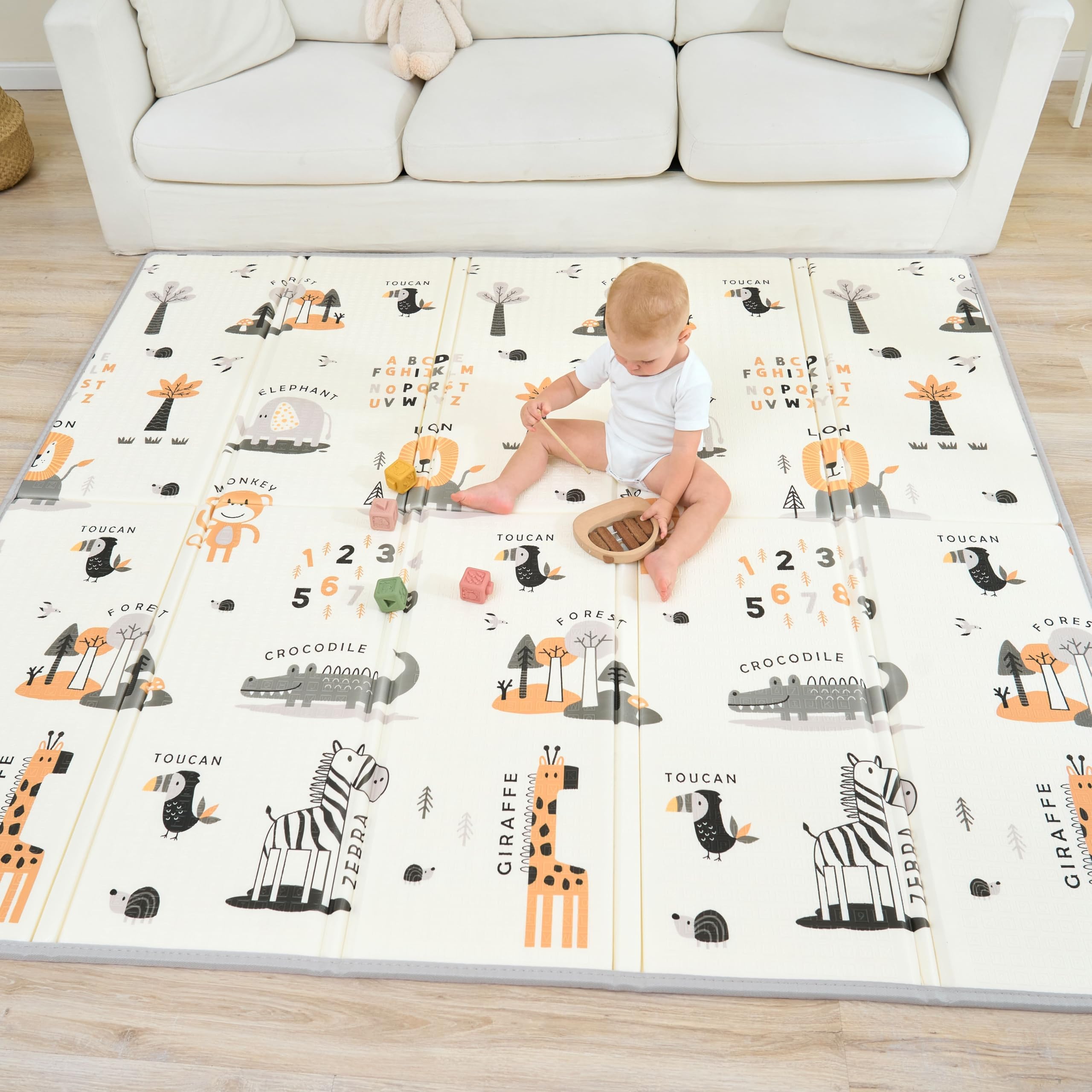 SUPERBE BEBE Mata do zabawy, dwustronna i nietoksyczna, gruba, składana, wodoszczelna mata z pianki. Do pokoju dziecięcego dla chłopców lub dziewczynek. Duży format 180 x 200 x 1.5cm