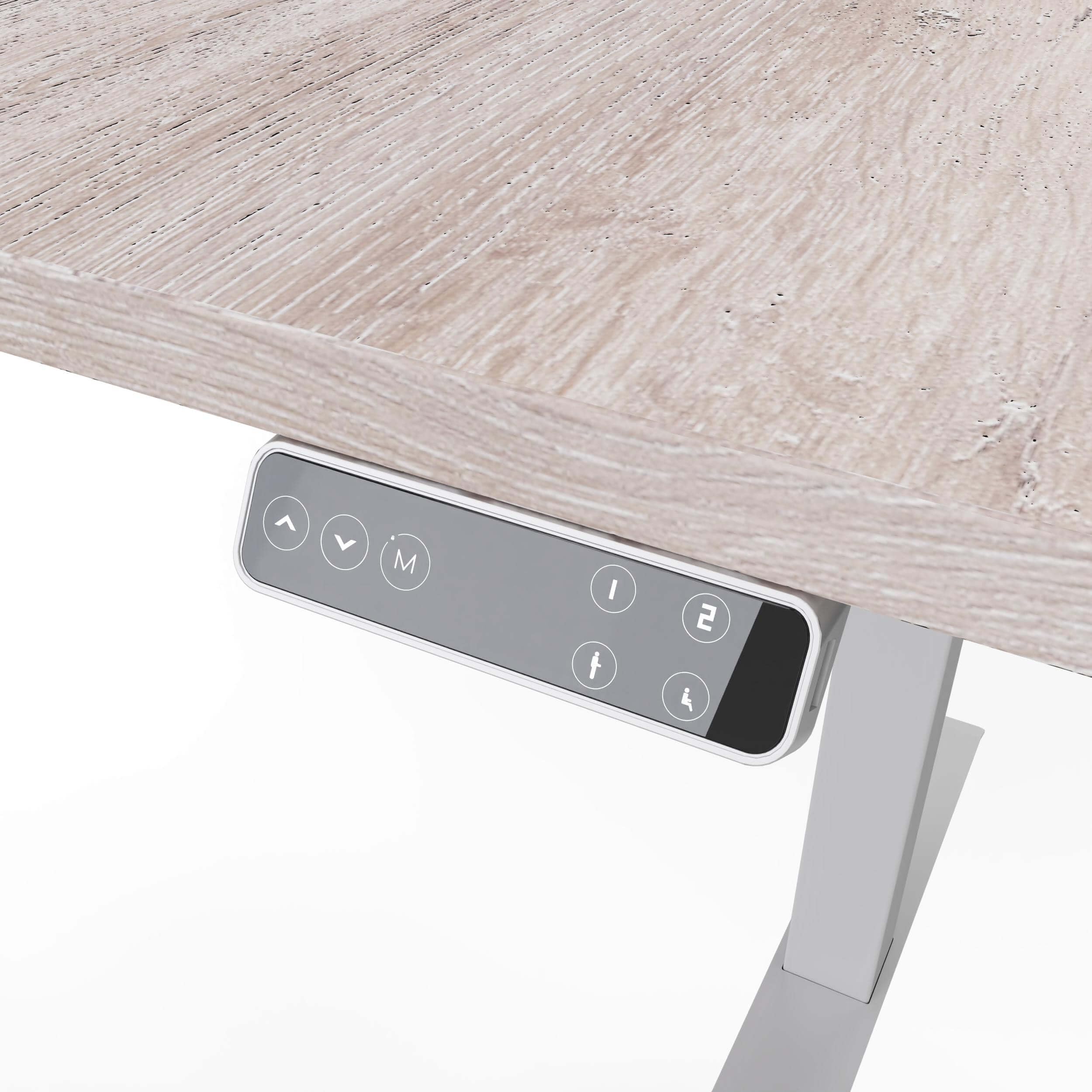 Eigentlich Elektrisch höhenverstellbarer Eckschreibtisch Gestell Silber, Winkelschreibtisch 90 Grad, Schreibtisch Triple Motor, Sitz-Stehschreibtisch Memoryfunktion (Eiche modern, Lange Seite rechts)