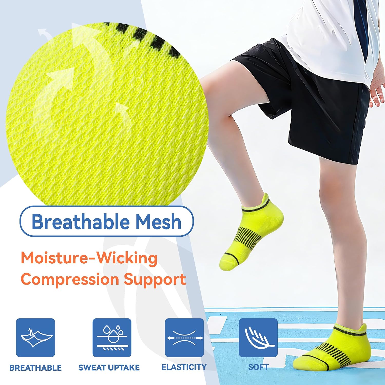 Kids Boys Ankle Socks Low Cut Athletic Cotton Sport Socks For Little Boys 6 Pairs
