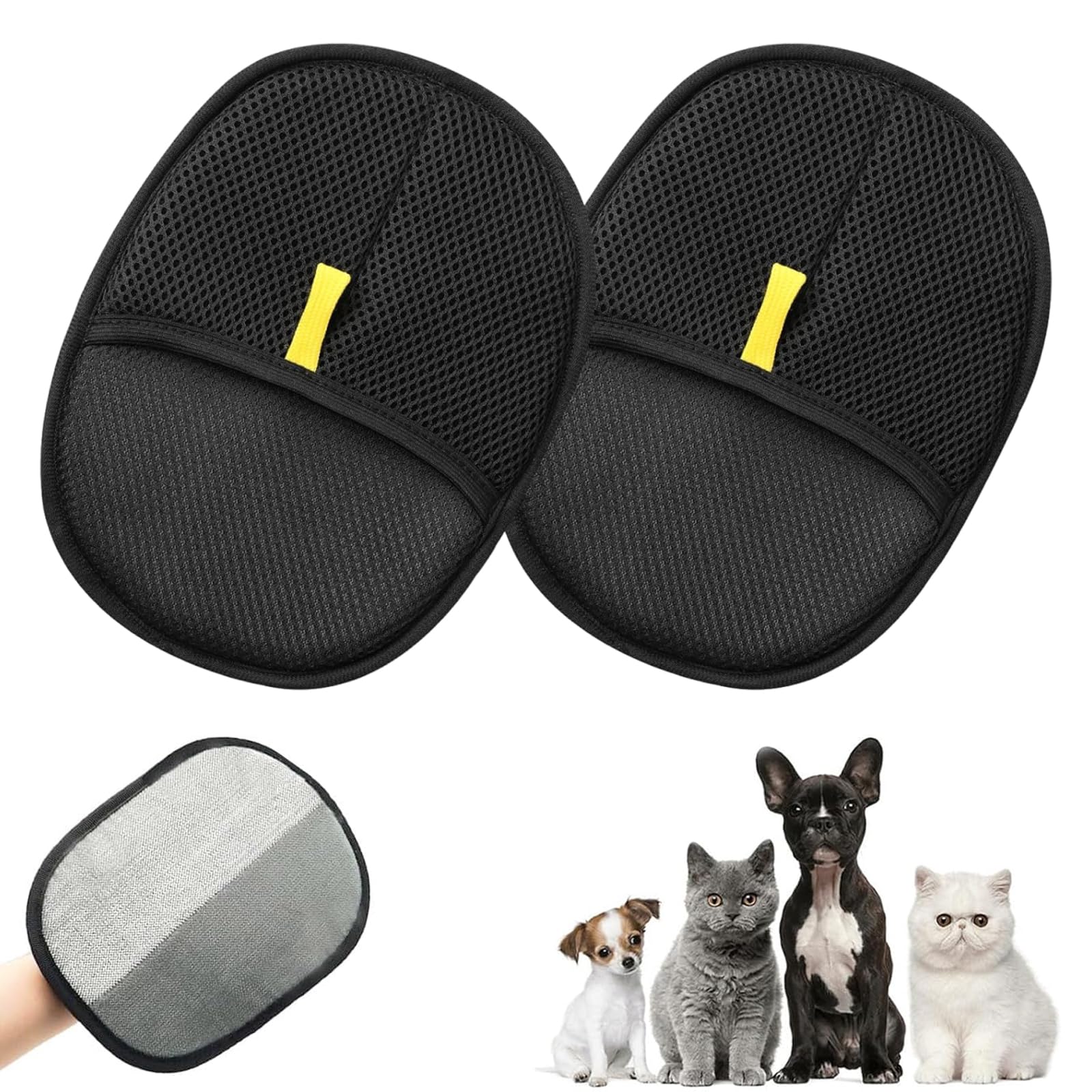 BFSYRR Pet Hair Removal Glove, 2 Pcs Cat Grooming Glove, Double Sided Pet Grooming Gloves, Dog Cleaning Gloves