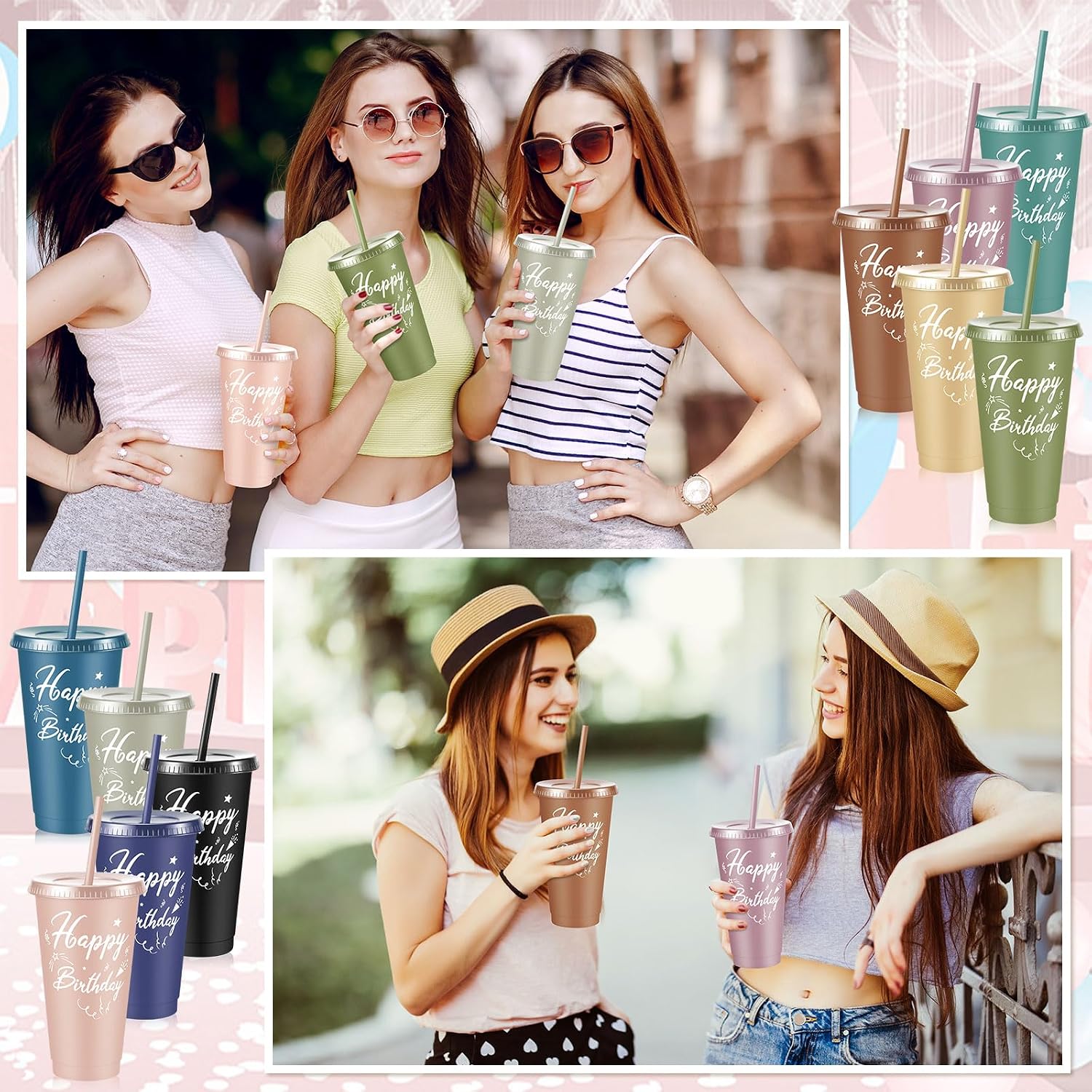 Uiifan 30 Pack Birthday Tumblers with Lids and Straws, 24oz Birthday Cups image 5