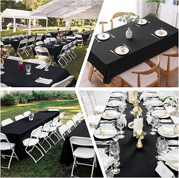 6 Pack Black Polyester Tablecloths,147 x 259 cm Table Covers