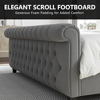 Amazon.com: AMERLIFE King Size Platform Bed Frame, Velvet