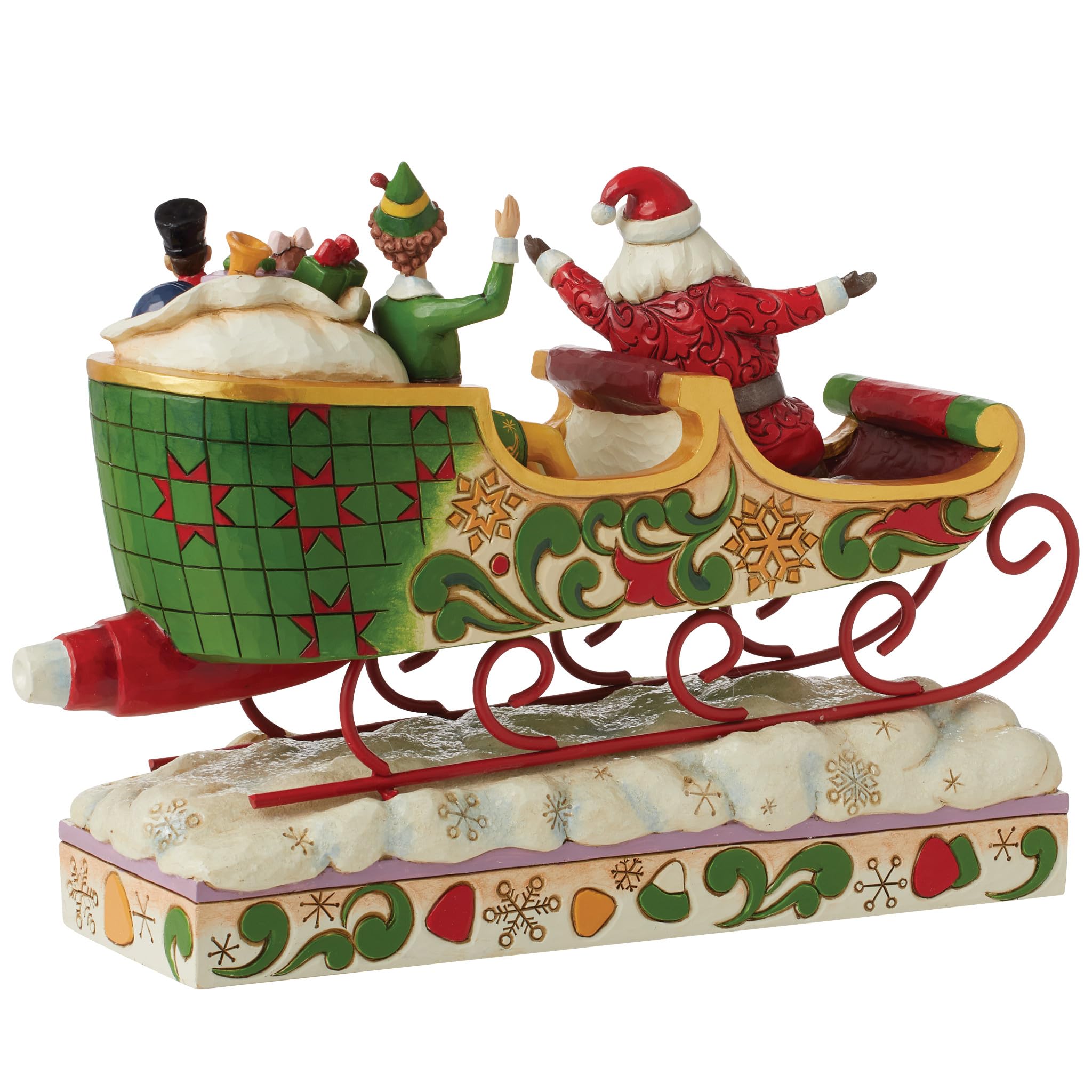 Elf by Jim Shore Spreading Christmas Cheer (Buddy and Santa In Sleigh) Figurine