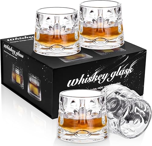 Miniatura 1 de Old Fashioned - Juego de 4 vasos de whisky, vasos de rocas, vaso antiguo de 8 onzas con caja de regalo de lujo para whisky, bourbon, licor, ron,