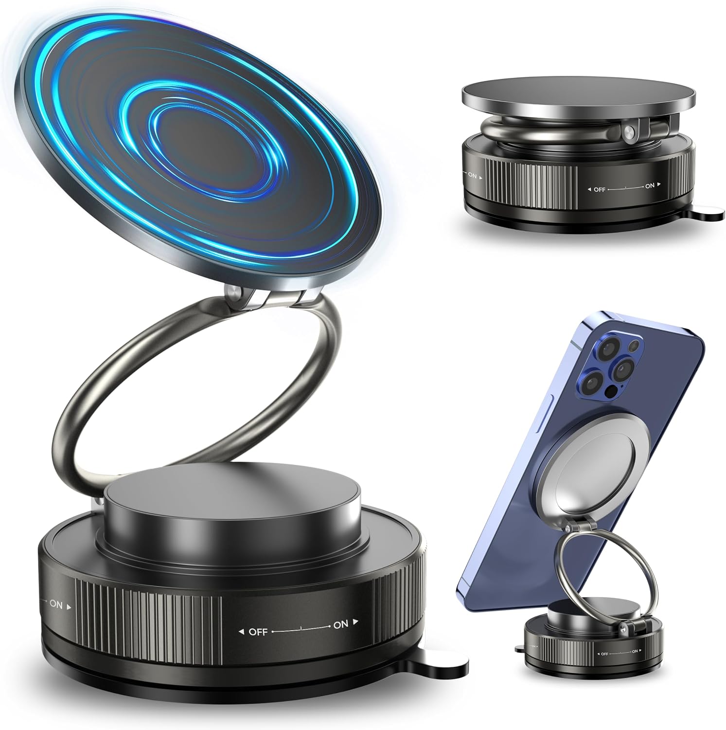 Magnetic Car Phone Holder with Suction Cup Mount