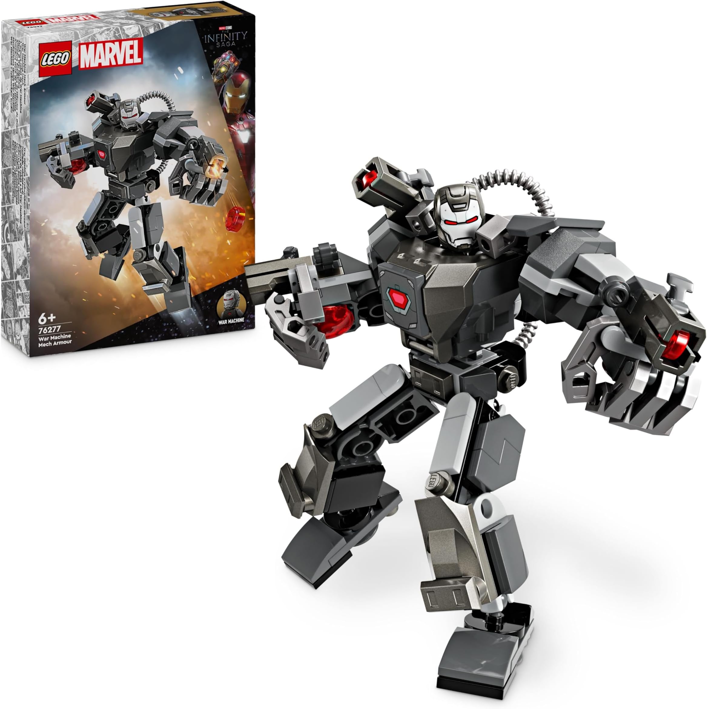 Super Heroes Marvel War Machine Mech Armour 76277 Buildable Warrior Toy for Kids with 3 Stud Shooters, Legendary Character from The MCU,for Boys and Girls Aged 6 and Over
