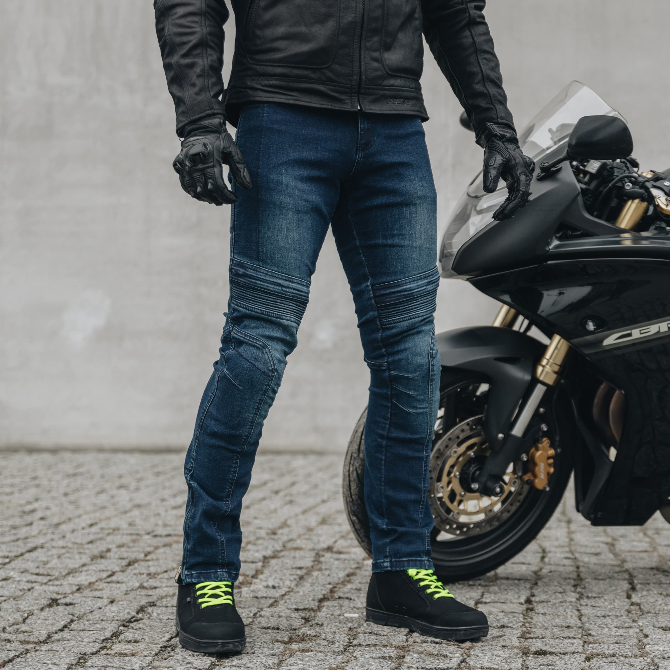 OZONE MOTO Hornet II Motorradjeans Motorradhose Herren | Aramidfaser Futter | Knieprotektoren | Flexible Einsätze | Slim Fit