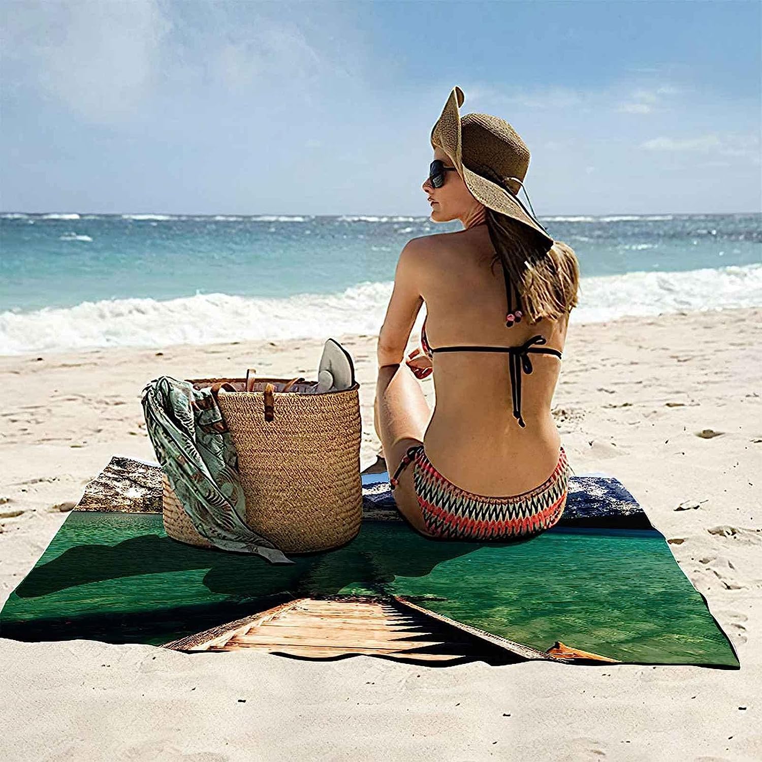 Telo Antisabbia Mare Coperta Da Spiaggia,Telo Mare Microfibra,Perfetto Per Lo Sport, Viaggi, Campeggio, Palestra, Piscina.Telo Mare Grande Paesaggio Del Lago Di Montagna Di Neve 150 X 200 Cm -1E1H+F7N