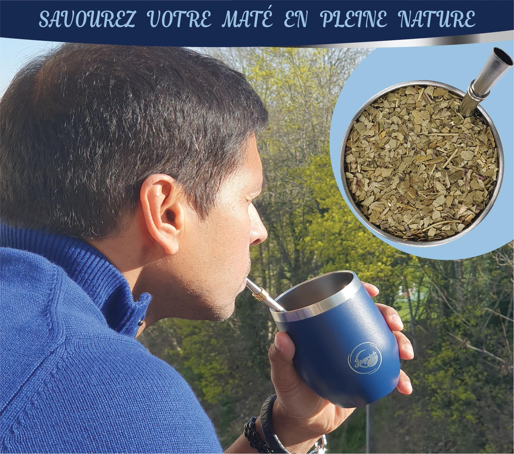 Kit Maté - Calebasse, 2 Bombillas, Tasse 355 ml en Acier Inoxydable 304, Brosse, Sac de Transport - Coffret Yerba Maté pour Expérience Sud-Américaine Authentique