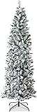 Best Choice Products - Árbol de Navidad artificial nevado, decoración navideña, con soporte de metal