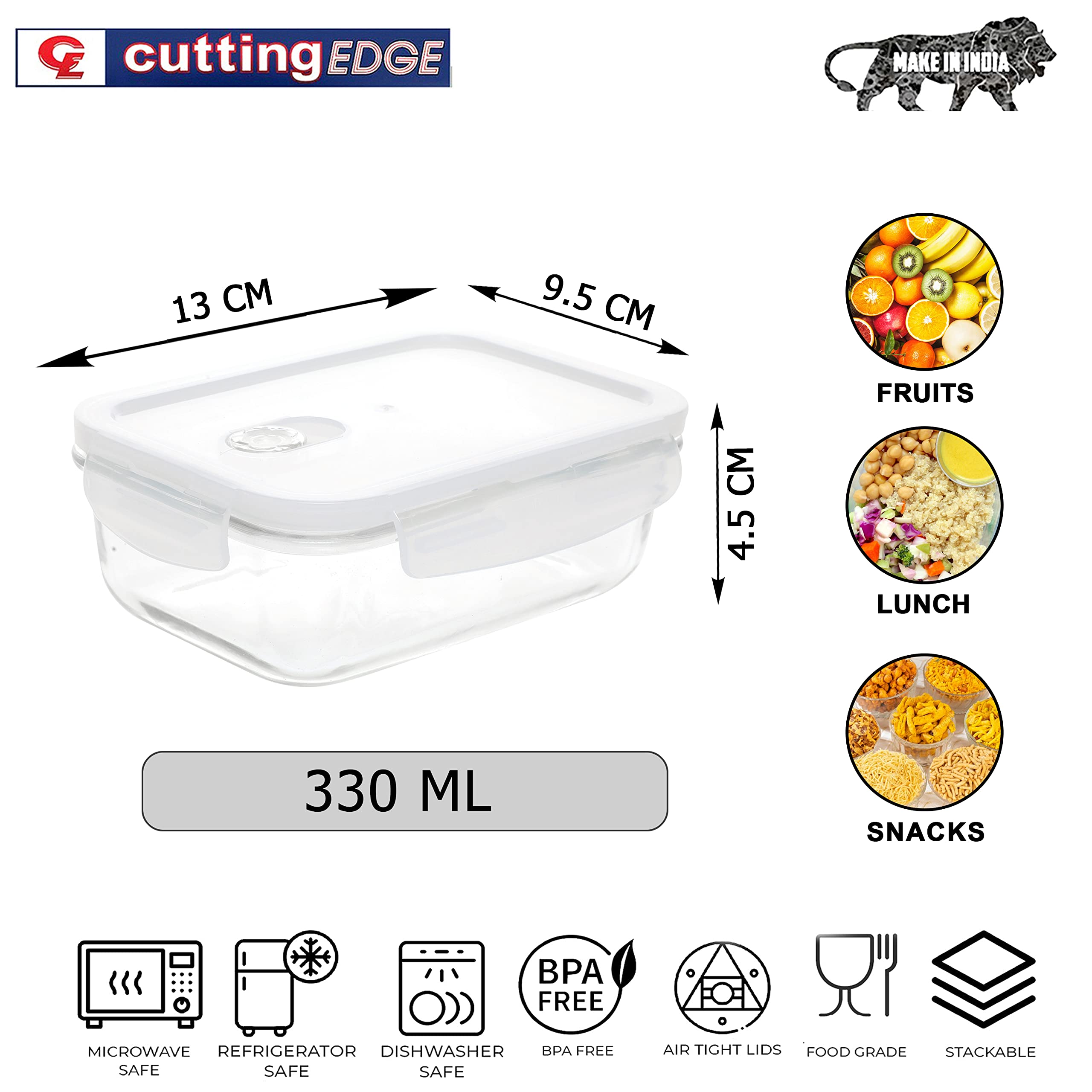 Glass Food Containers - Set of 4 -3 Glass Food Containers - Set of 4 -3