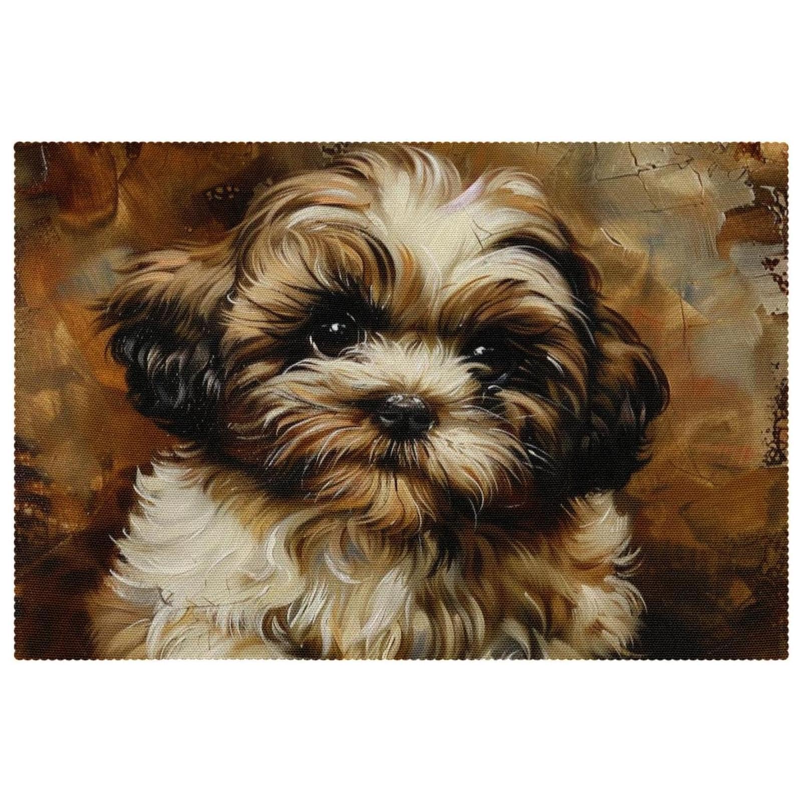 Set de table Shih Tzu antidérapant lot de 6 lavable pour salle à manger 30x45 cm