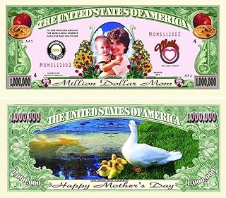 5 Motherâ€™s Day Million Dollar Bills with Bonus â€œThanks a Millionâ€ Gift Card Set