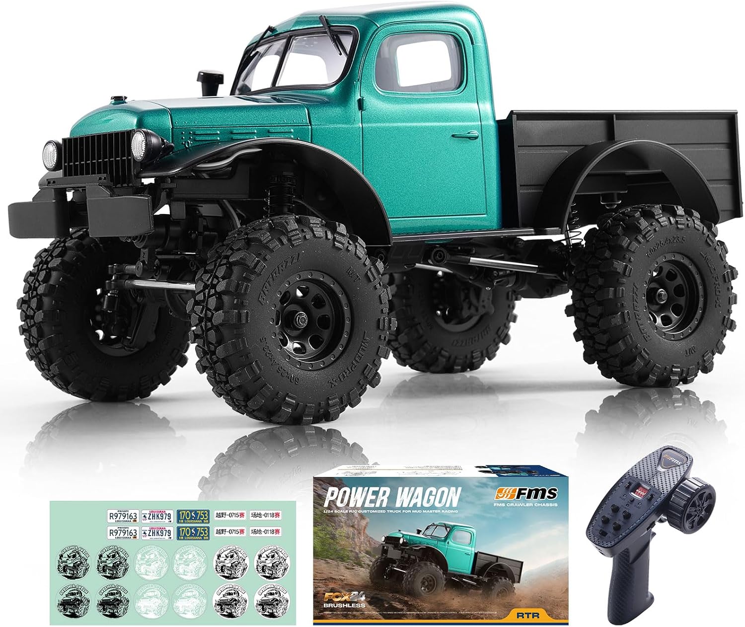 FMS FCX24 1/24 Brushless Power Wagon RTR Green with Decoration Set (with Battery)