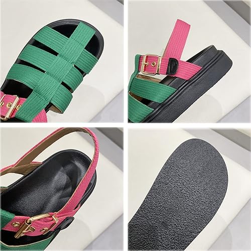 Miniatura 3 de Hopomart Sandalias deportivas con plataforma para mujer, con puntera cerrada, hebilla ajustable, correa al tobillo, sandalias de gladiador