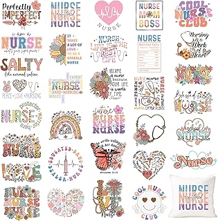 Tintnut Nurse Theme DTF Transfers Ready to Press Iron on Transfers-32 Sheets Vintage Iron on Decals for T-Shirts Clothing Heat Transfer Iron on Stickers for Canvas Bag Design
