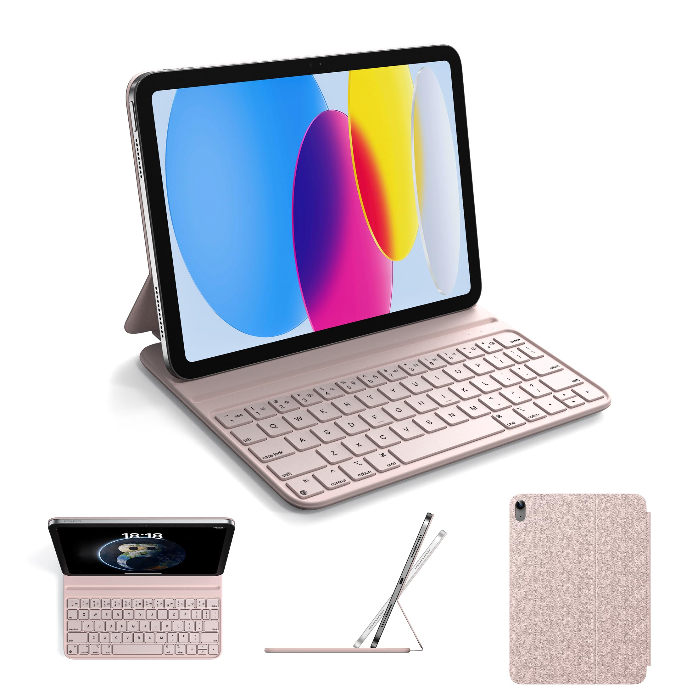 HOU Keyboard Case for iPad 10th Generation 2022/iPad 11th A16 Genration 2025 (10.9/11 inch) – Smart Cover Folio, Slim & Light, Semi-Silicone, 2 Viewing Angles