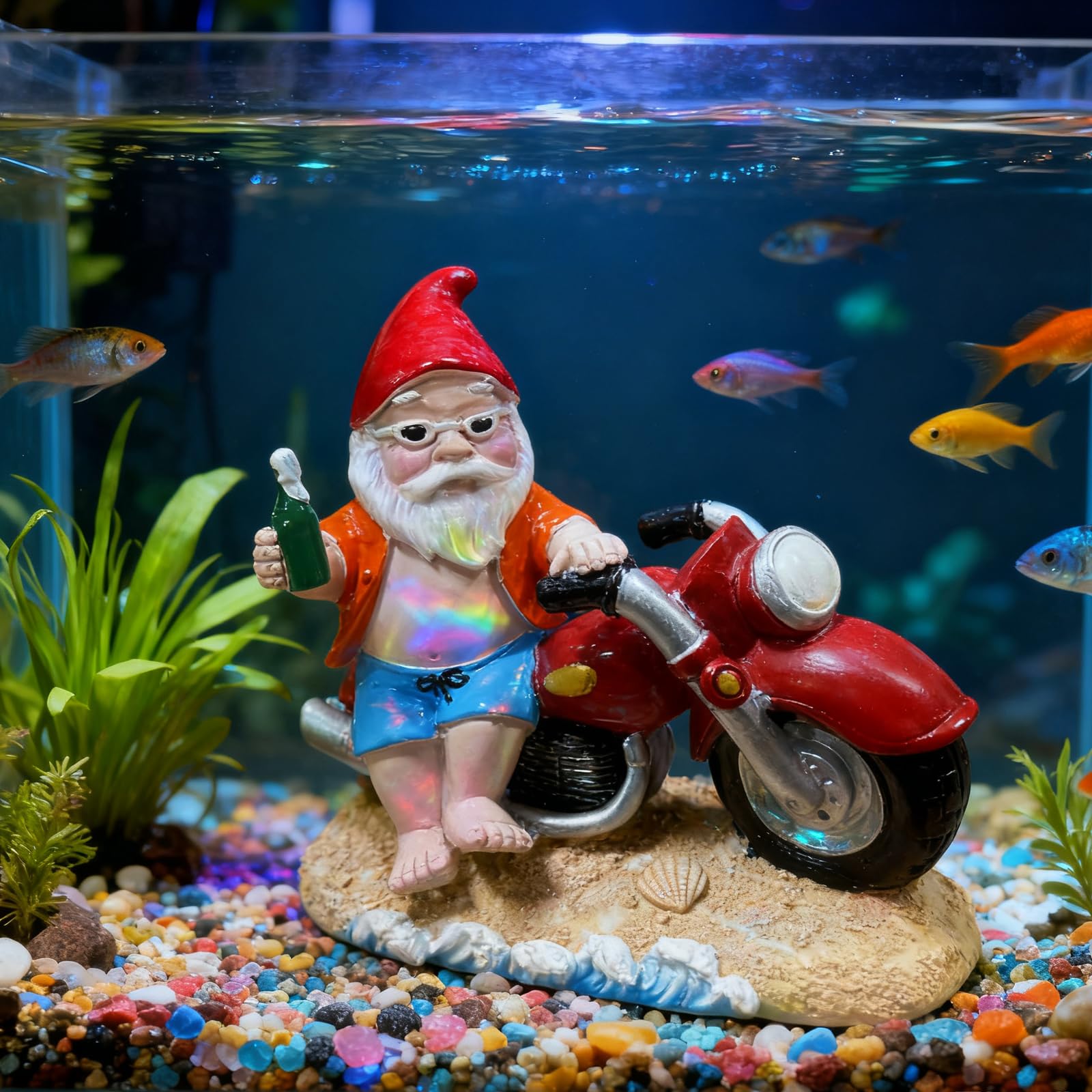 Enanito de jardín divertido para motocicleta, gnomos de jardín para exteriores, decoración de jardín para exteriores, figura de resina hecha a mano para balcón, terraza y césped, motocicleta, regalos