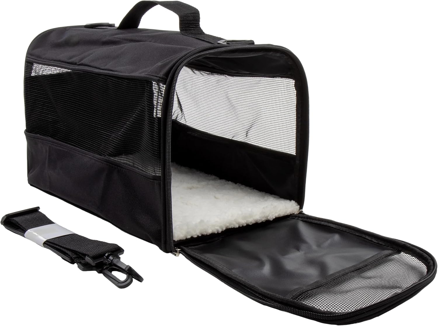 Small Soft-Sided Pet Carrier, Travel Tote Bag for Small Dogs & Cats, Comfortable Fleece Bedding, Ventilated Mesh, Shoulder Strap Included for Easy Car Travel