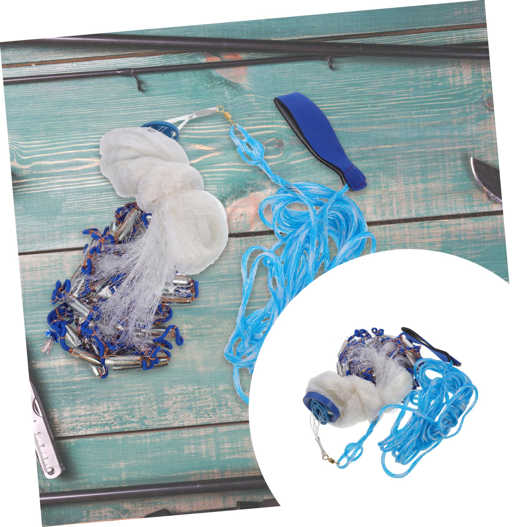 Filet de Pêche Portable Pliable à Mailles, Cercle Flottant 360°