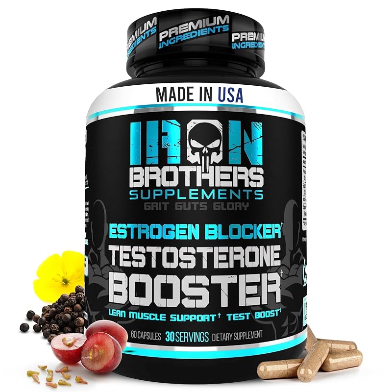 Iron Brothers Supplements Suplemento para homens com Tribulus Terrestris, I3C e extrato de semente de uva, 60 cápsulas
