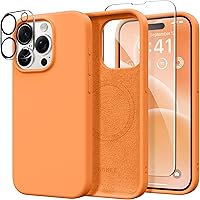 Vista 269 de GONEZ Funda de silicona para iPhone 14 Pro Max, compatible con MagSafe, con protector de pantalla + protector de lente de cámara, silicona líquida a