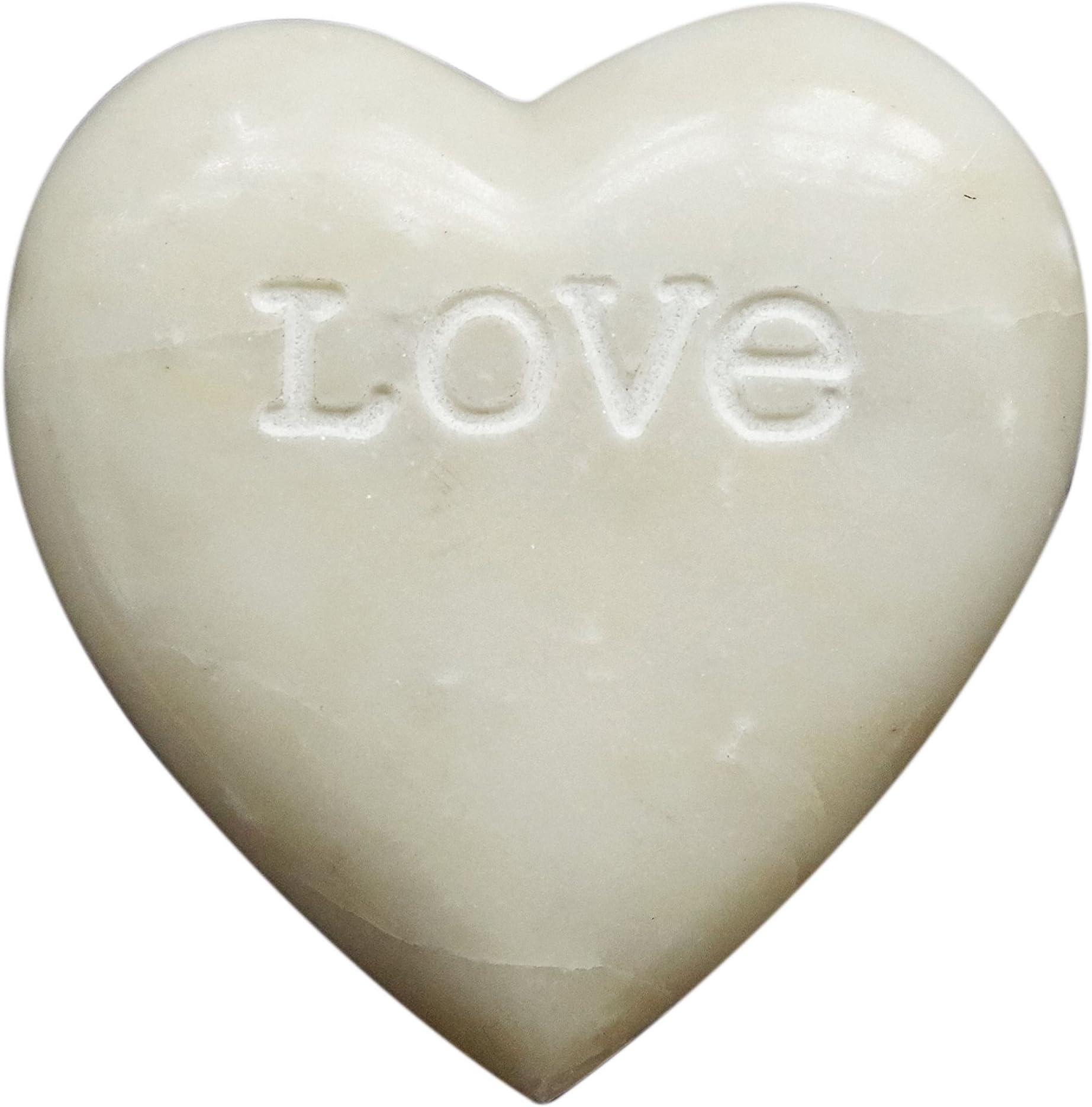 Creative Co-Op Soapstone Heart Decoration Engraved Love,White