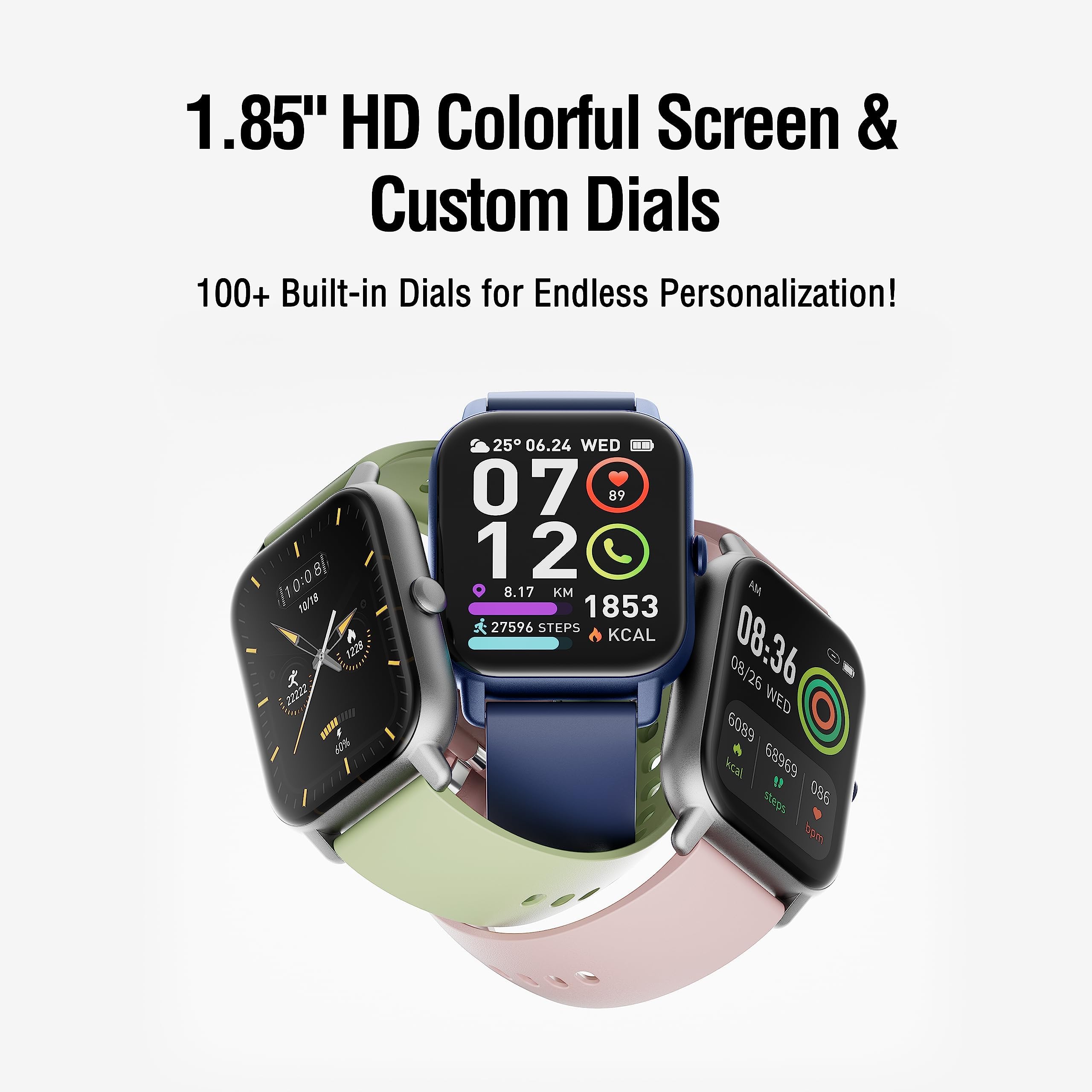 Smartwatch Uomo Donna con Effettua o Risposta Chiamate, 1.85" Orologio Smartwatch Contapassi/Sonno/Cardiofrequenzimetro, 110+ Modalità Sportivo Smart Watch, IP68 Orologio Fitness per Android iOS