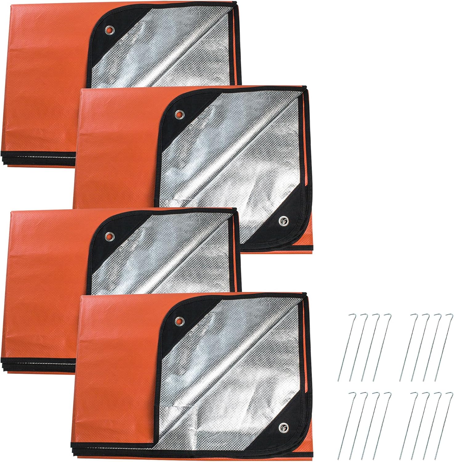 4 Pack Upgrade Survival Blanket – Insulated Thermal Reflective Tarp - 60" x 82". All-Weather, Reusable Emergency Blanket for Car or Camping, Orange