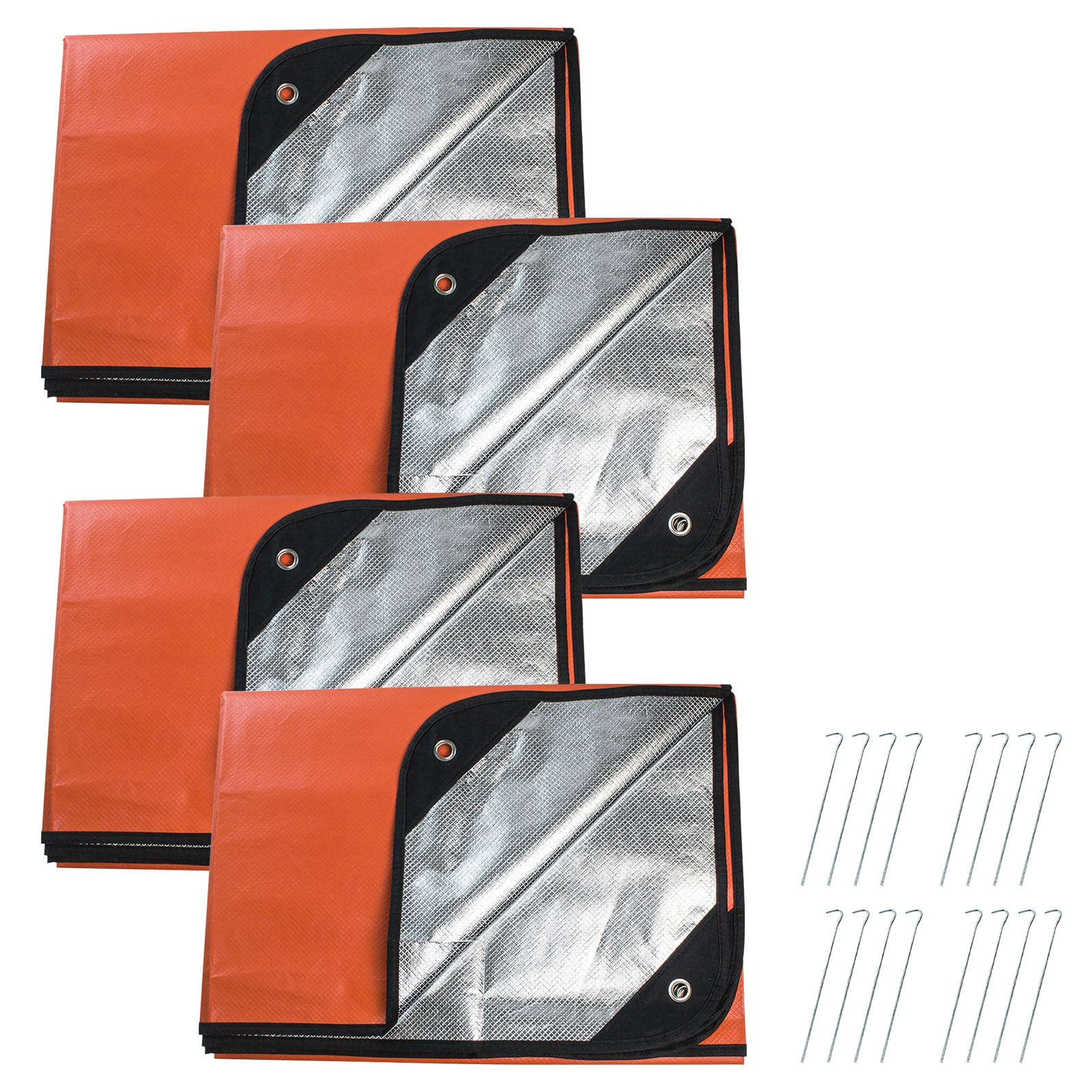4 Pack Upgrade Survival Blanket – Insulated Thermal Reflective Tarp - 60" x 82". All-Weather, Reusable Emergency Blanket for Car or Camping, Orange