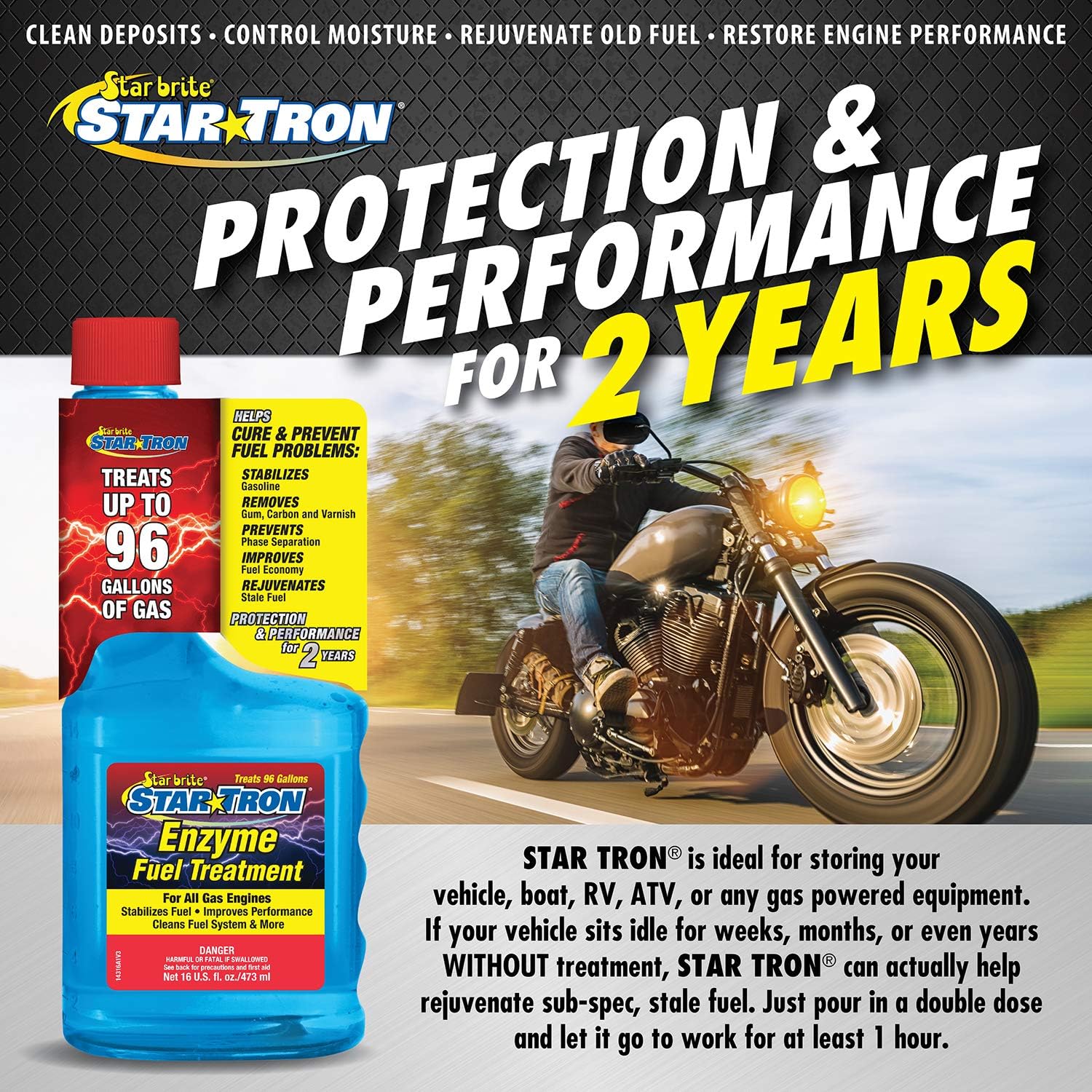 STAR BRITE Star Tron Enzyme Fuel Treatment SEF Gasoline Formula - 1 oz. Treats 6 Gallons - 1 OZ Twin Pack (14301) : Automotive