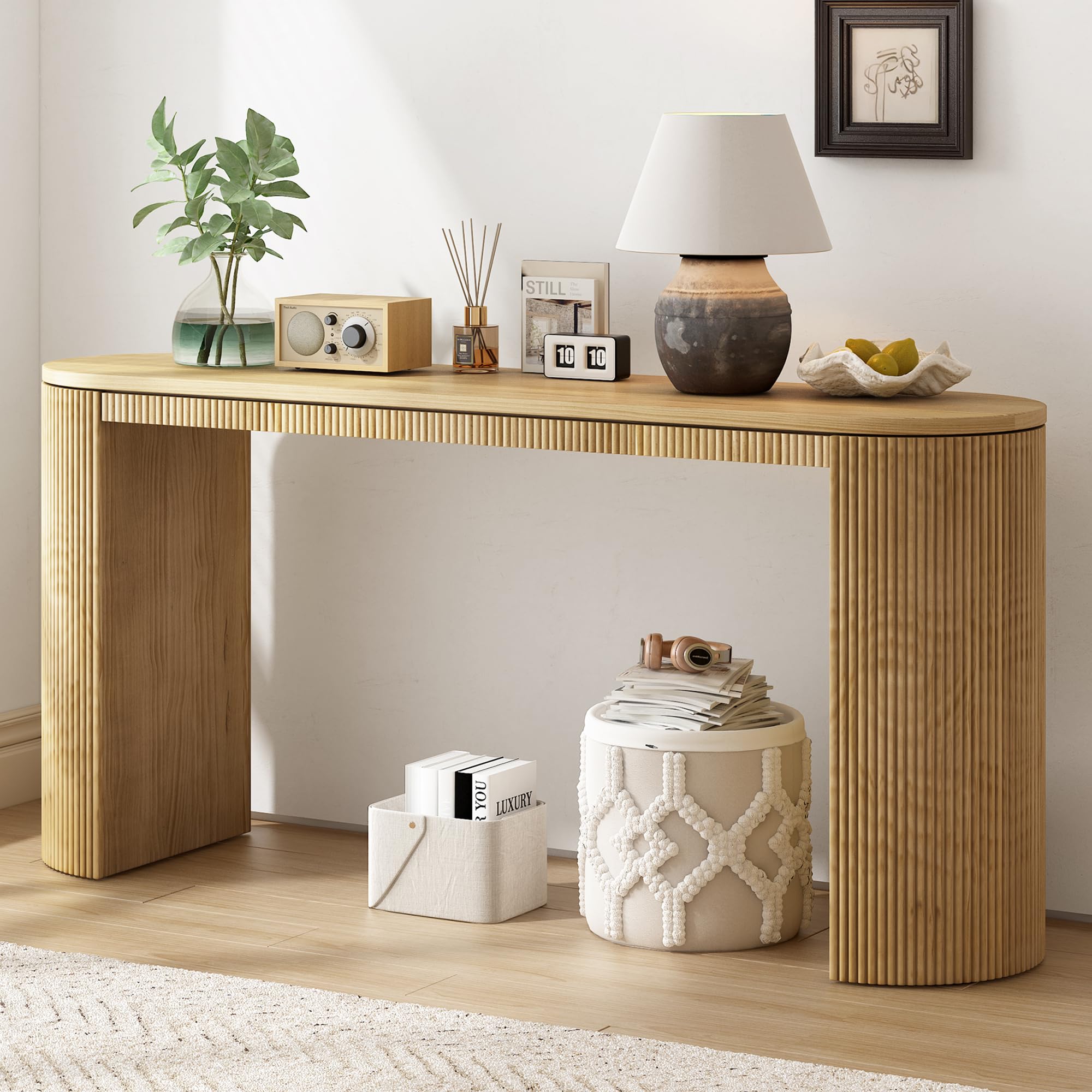 Amazon.com: Modern Curved Console Table 59.2-Inch Fluted Entryway