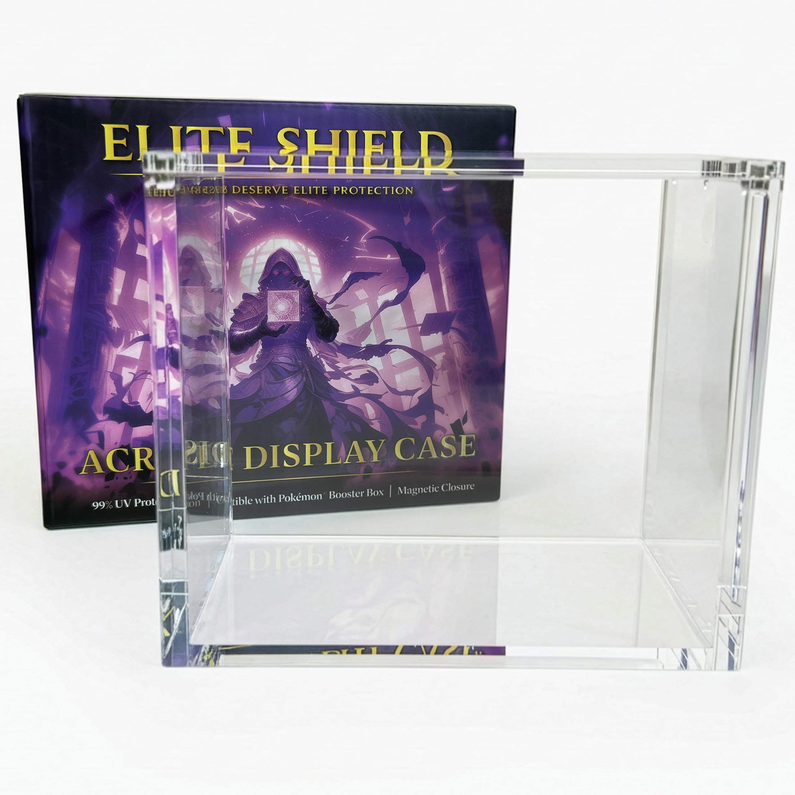 Elite Shield Protection Acrylique Display Booster Box – Compatible avec PKM Booster Box – Anti-UV 99%+ – Fermeture Magnétique Ultra Puissante – Protection Rigide Premium