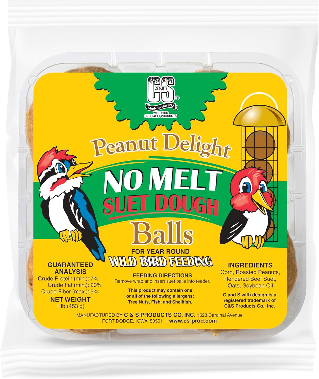 C&S Peanut Delight No Melt Wild Bird Dough Balls, Pack of 4