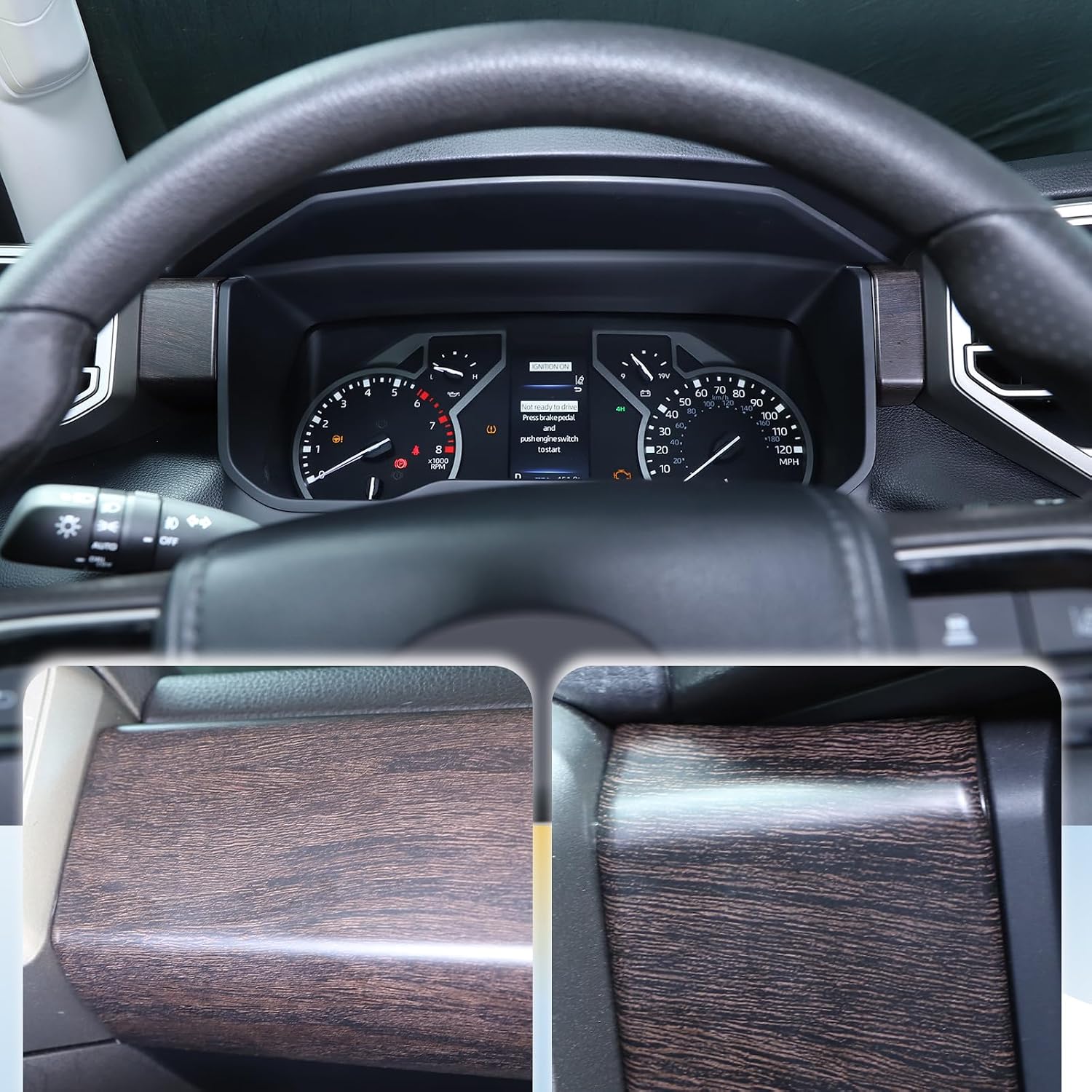 ABS Central Control Dashboard Panel Decorative Panel Compatible with Toyota Tundra Sequoia 2022-2026 Instrument Panel Driving Position Side Trim-3pcs (Oak Wood Grain)