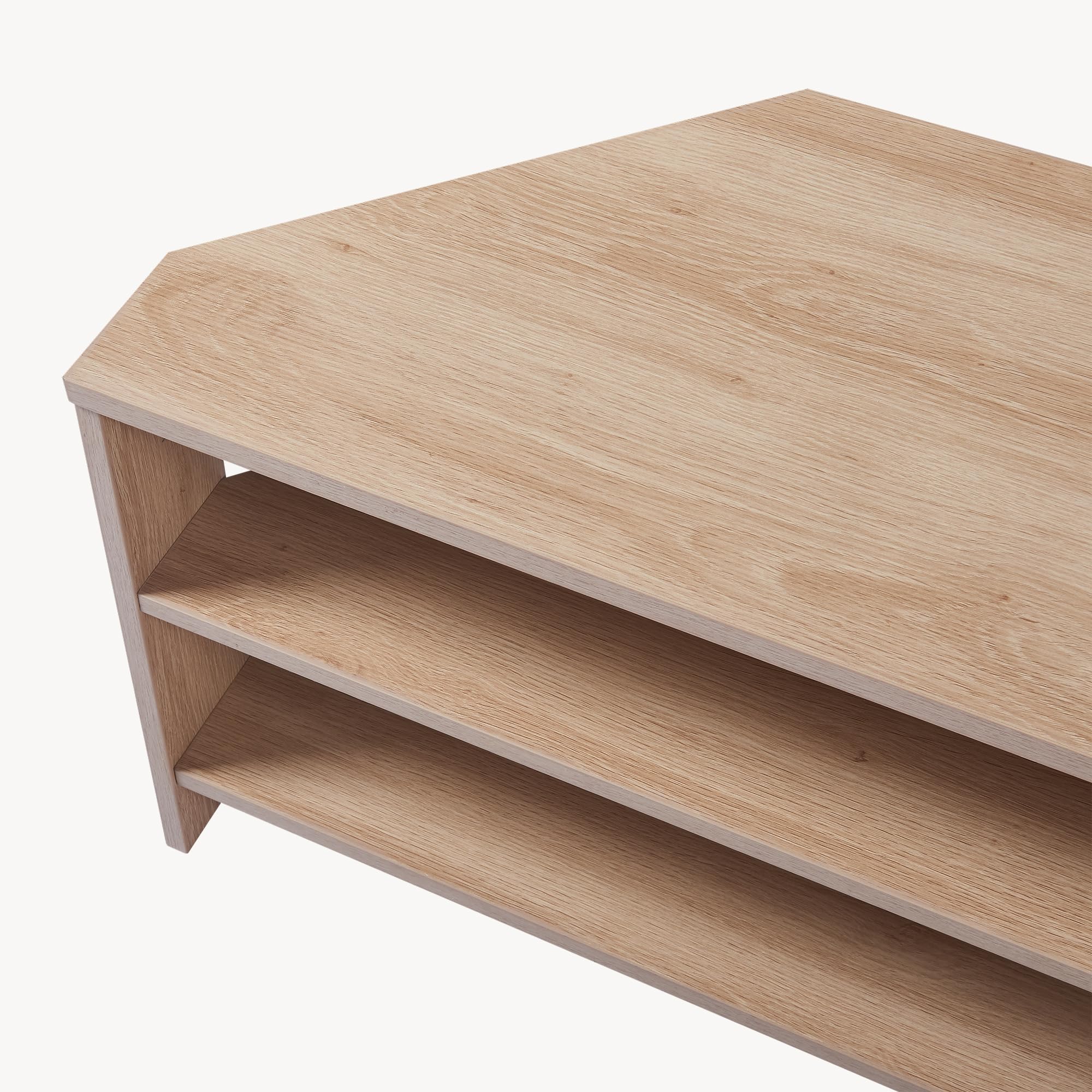 [en.casa] Mobile Porta TV con 2 Ripiani Tavolo Basso Aperto Espositore Angolare Stand Multimediale per Soggiorno Studio 110 x 36 x 42 cm - Effetto Rovere