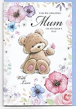 Mothers Day Card For Mum 23 x 15 Cm (9 x 6 inches) For My Amazing Mum on Mother's Day Cute Teddy With Love