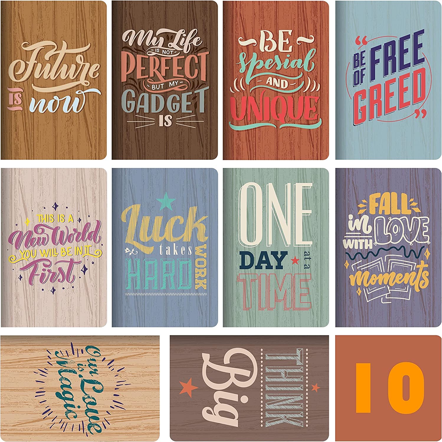 BIROYAL 10 Pieces Inspirational Notepads Mini Motivational Journal Notebook Small Pocket Notepads Mini Notebooks for School Office Home Gift Bulk Prizes Travel Supplies