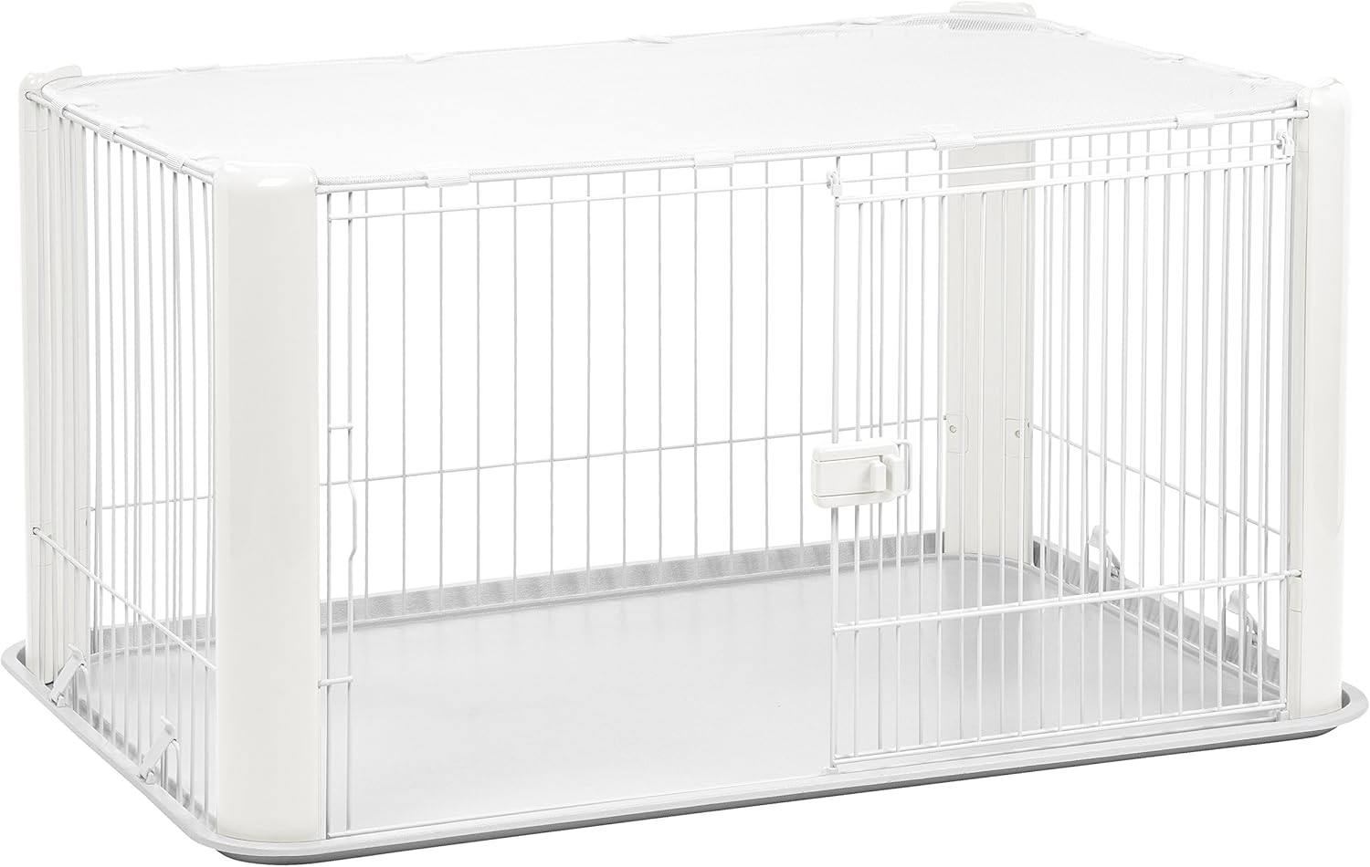 white dog cage