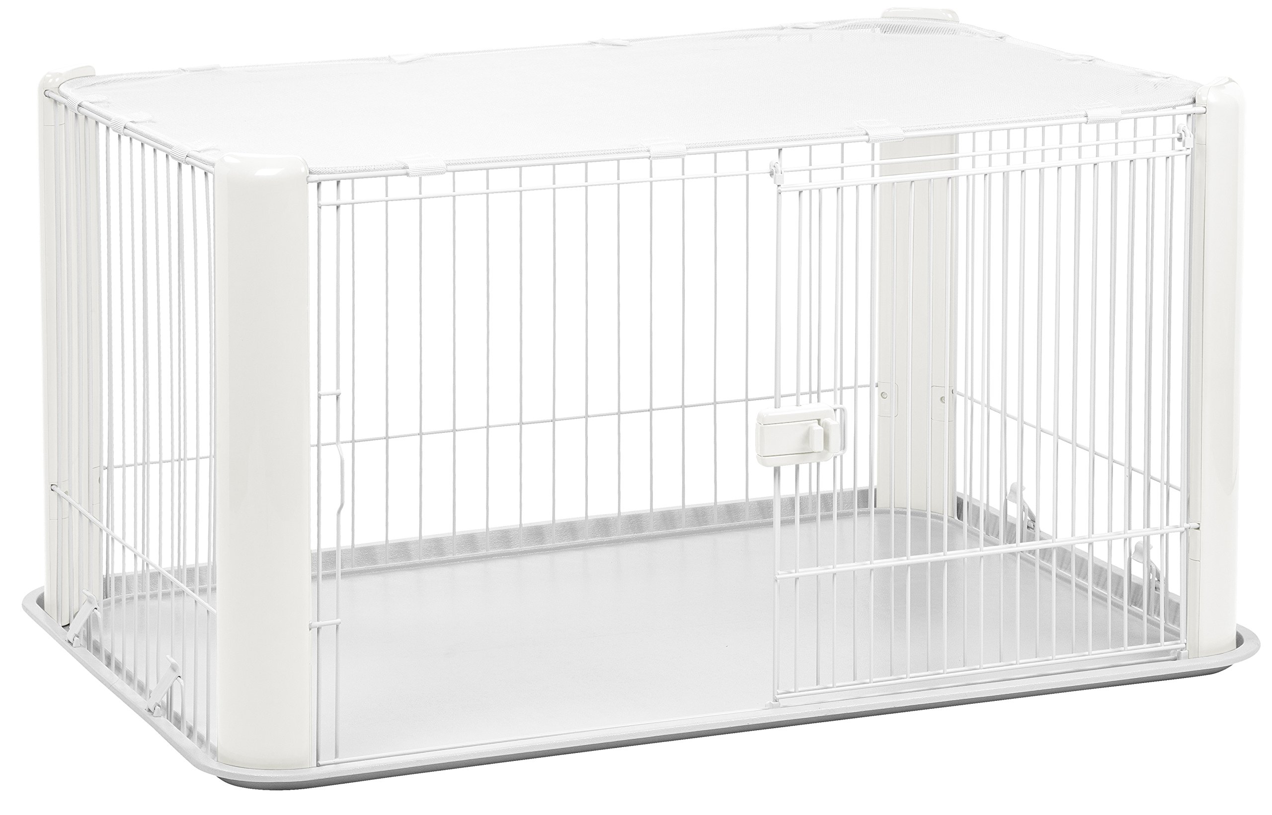 Iris Ohyama Jaula para Perros con Puerta y Cerradura H60cm Blanco Techo Desmontable CLS-1130