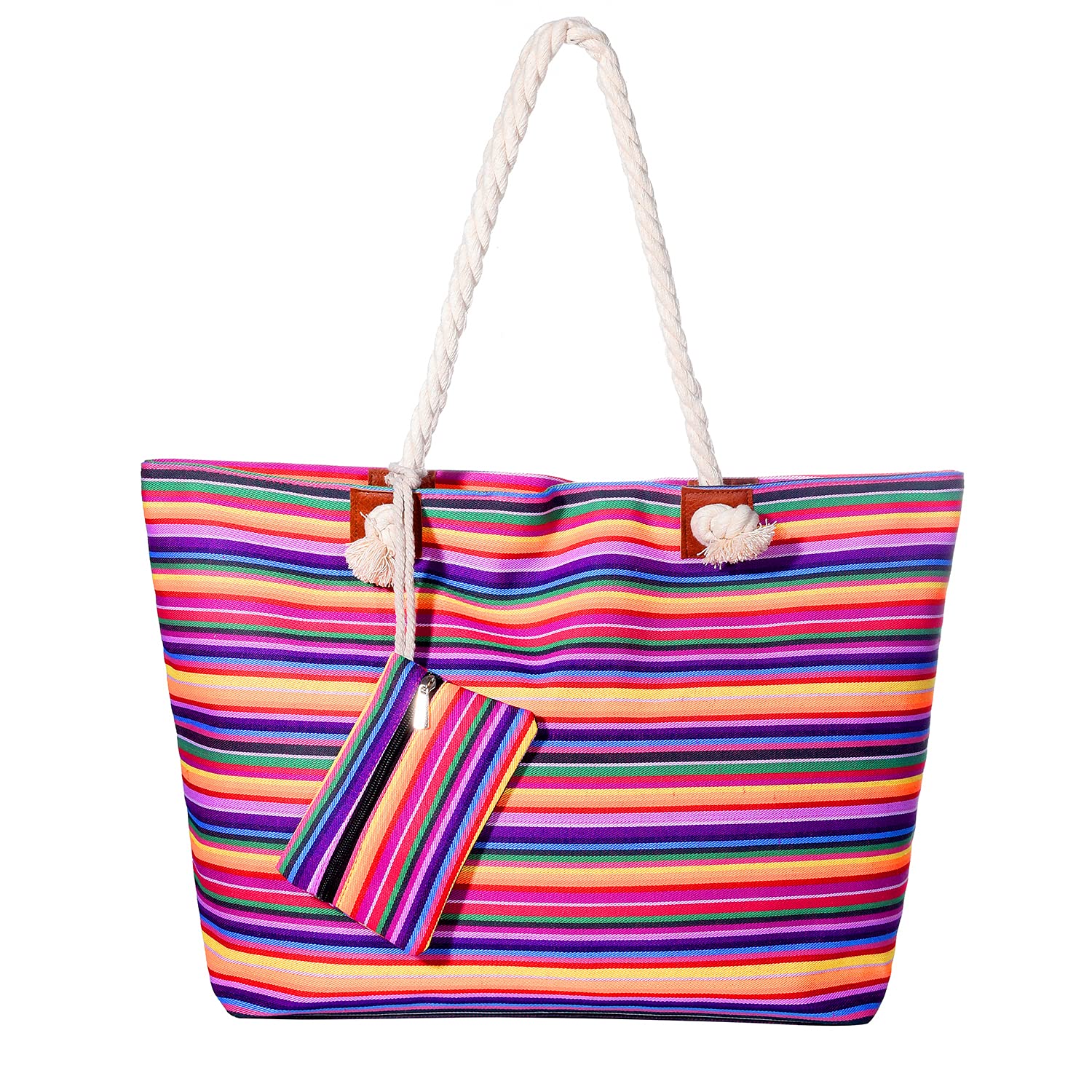 MASADA Badetasche XXL Familie Strandtasche Damen Beach bag groß mit Reißverschluss - Rainbow