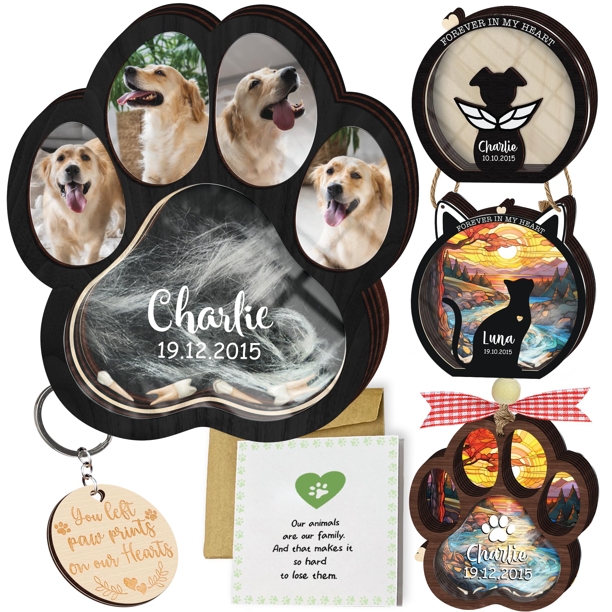 Scatola in legno personalizzata per animali domestici, scatola commemorativa con zampa per la perdita di animali domestici, biglietto di simpatia, regalo per gli amanti degli animali domestici