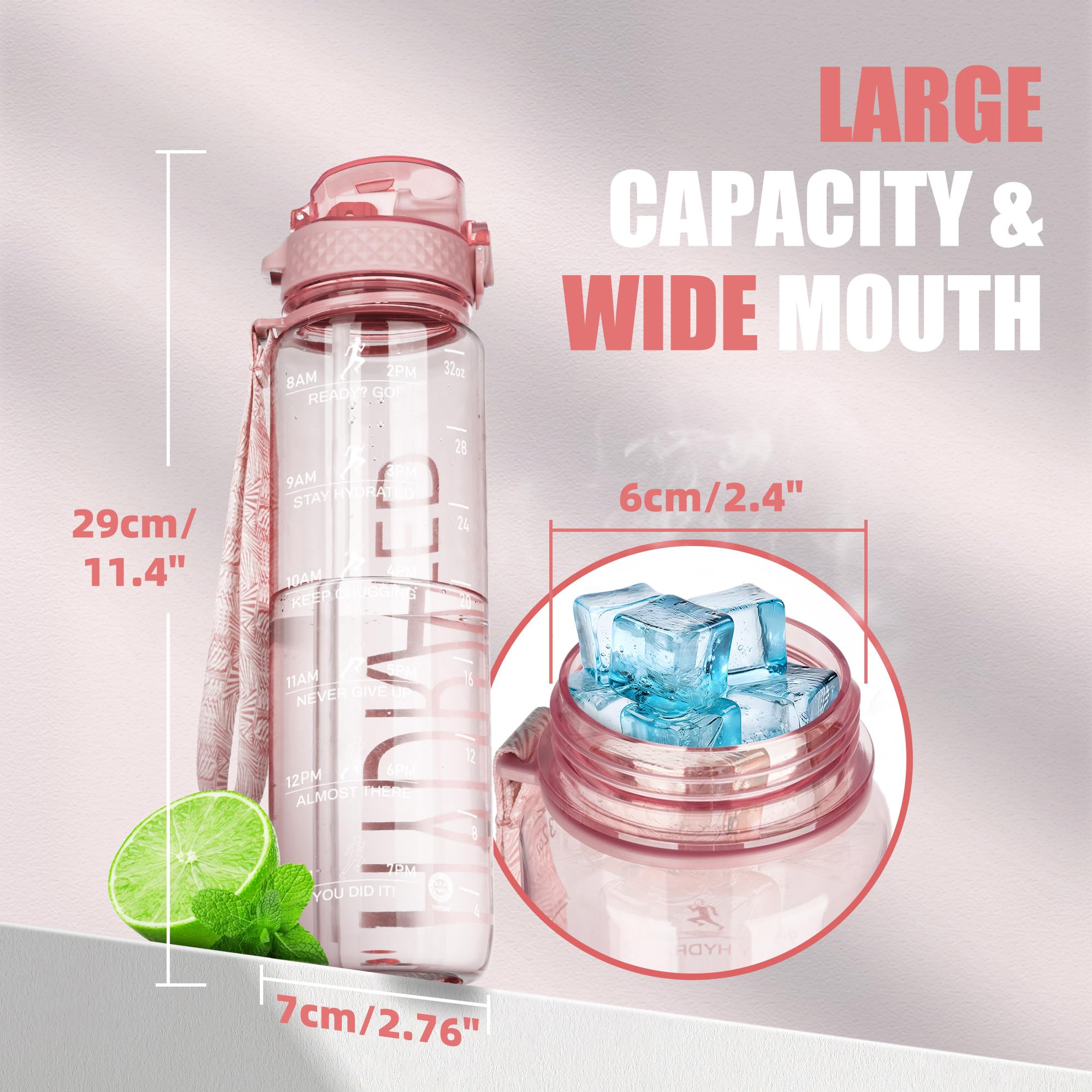 OLDLEY 1L Sports Water Bottle with Straw, Tritan 1 Litre Motivational Drink Bottle - Image 4